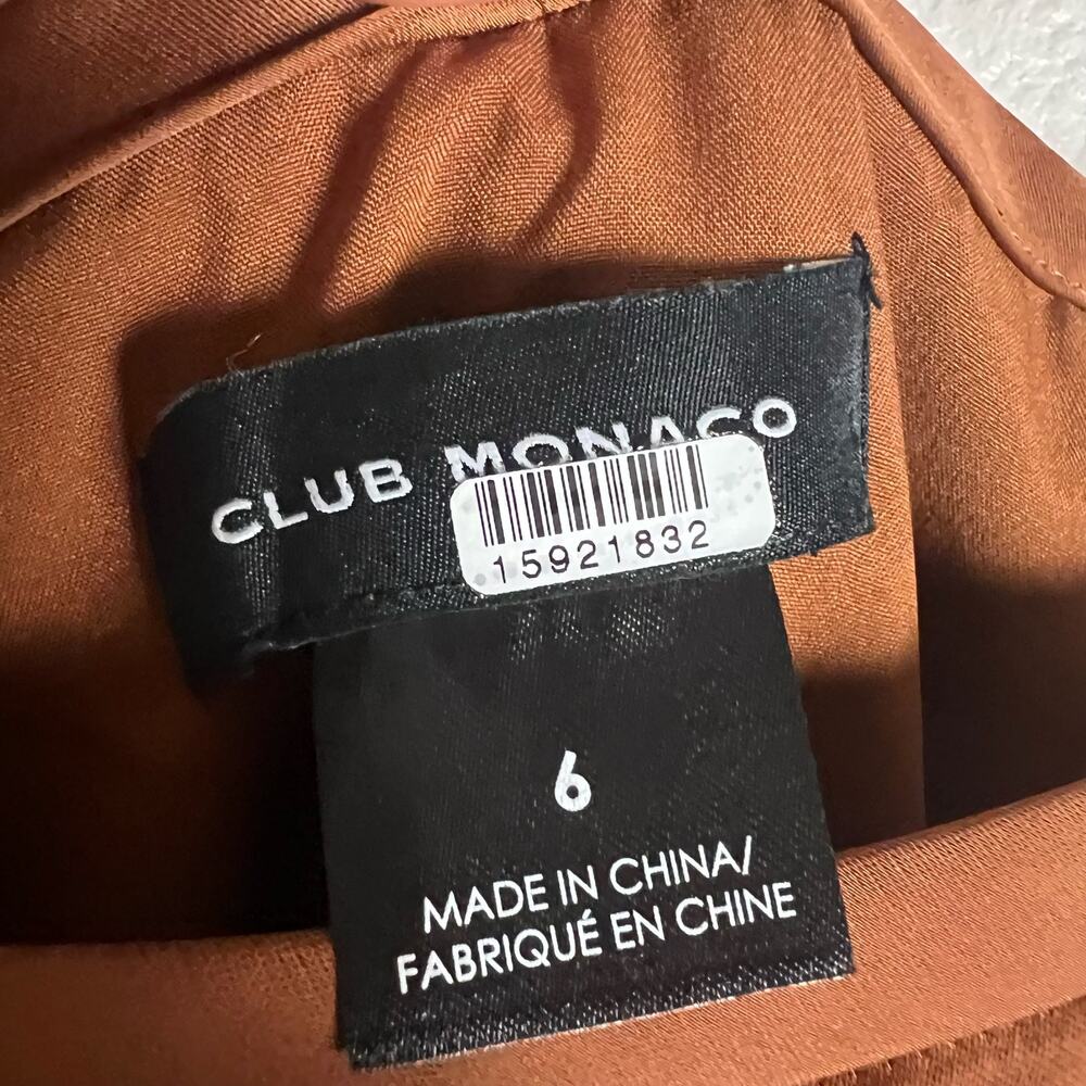 Club Monaco Trycia Brown Slit Satin Bias Midi Skirt Size 6 - Picture 12 of 14